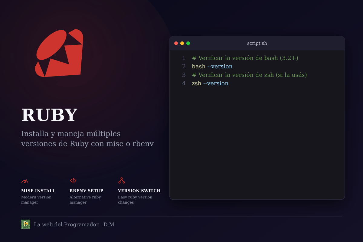 Instalá Ruby con mise o rbenv y manejá múltiples versiones fácilmente